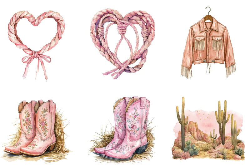 Pink Western Cowgirl Clipart Bundle - CraftNest - Digital Crafting and Art