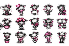 Valentine Pig Cute Animal Clipart Bundle - CraftNest - Digital Crafting and Art