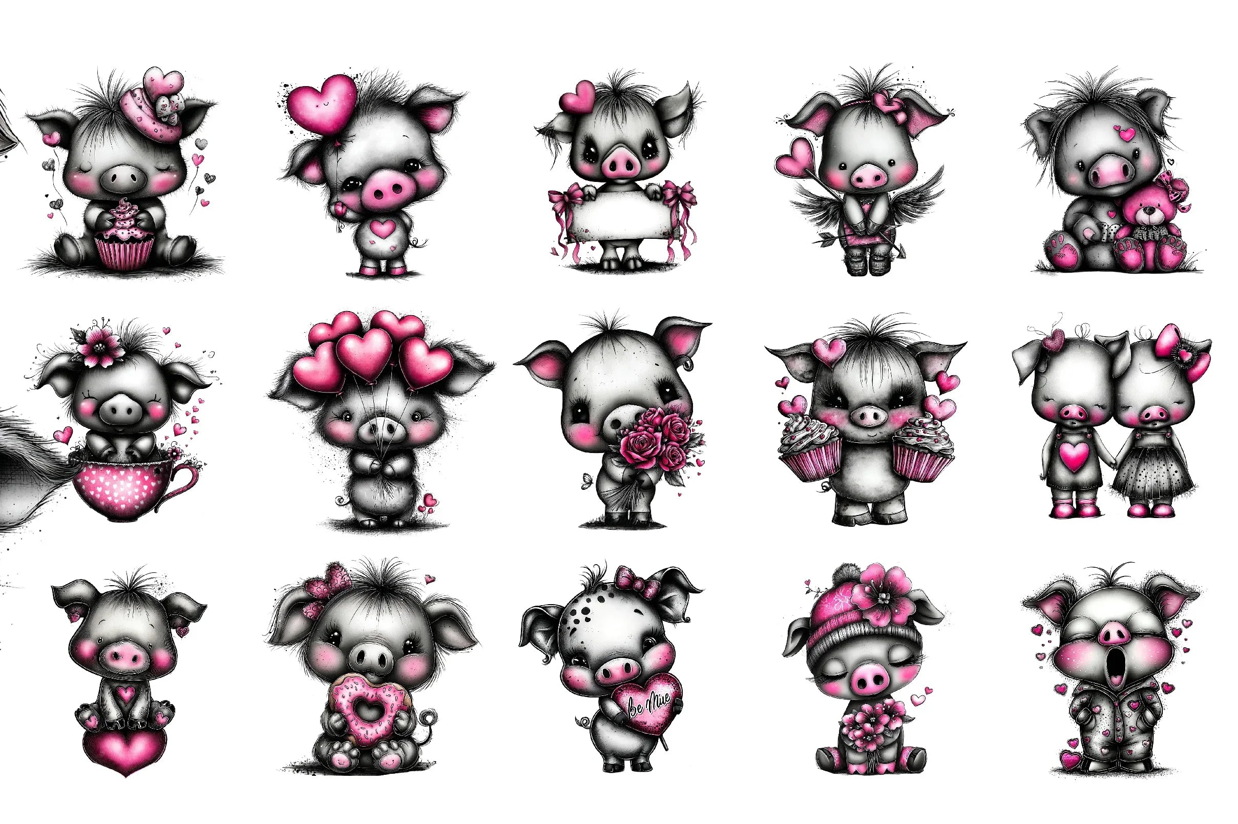 Valentine Pig Cute Animal Clipart Bundle - CraftNest - Digital Crafting and Art