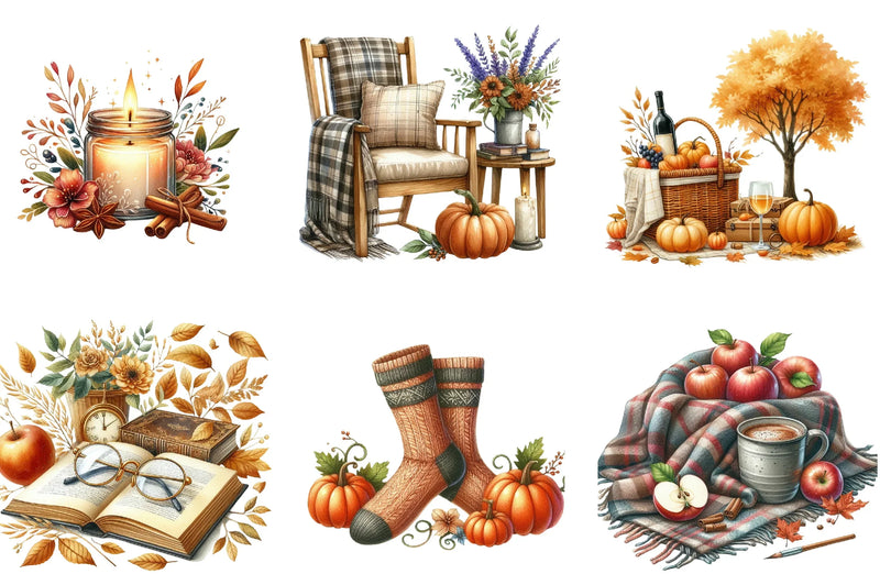 Cozy Autumn Clipart Bundle - CraftNest - Digital Crafting and Art