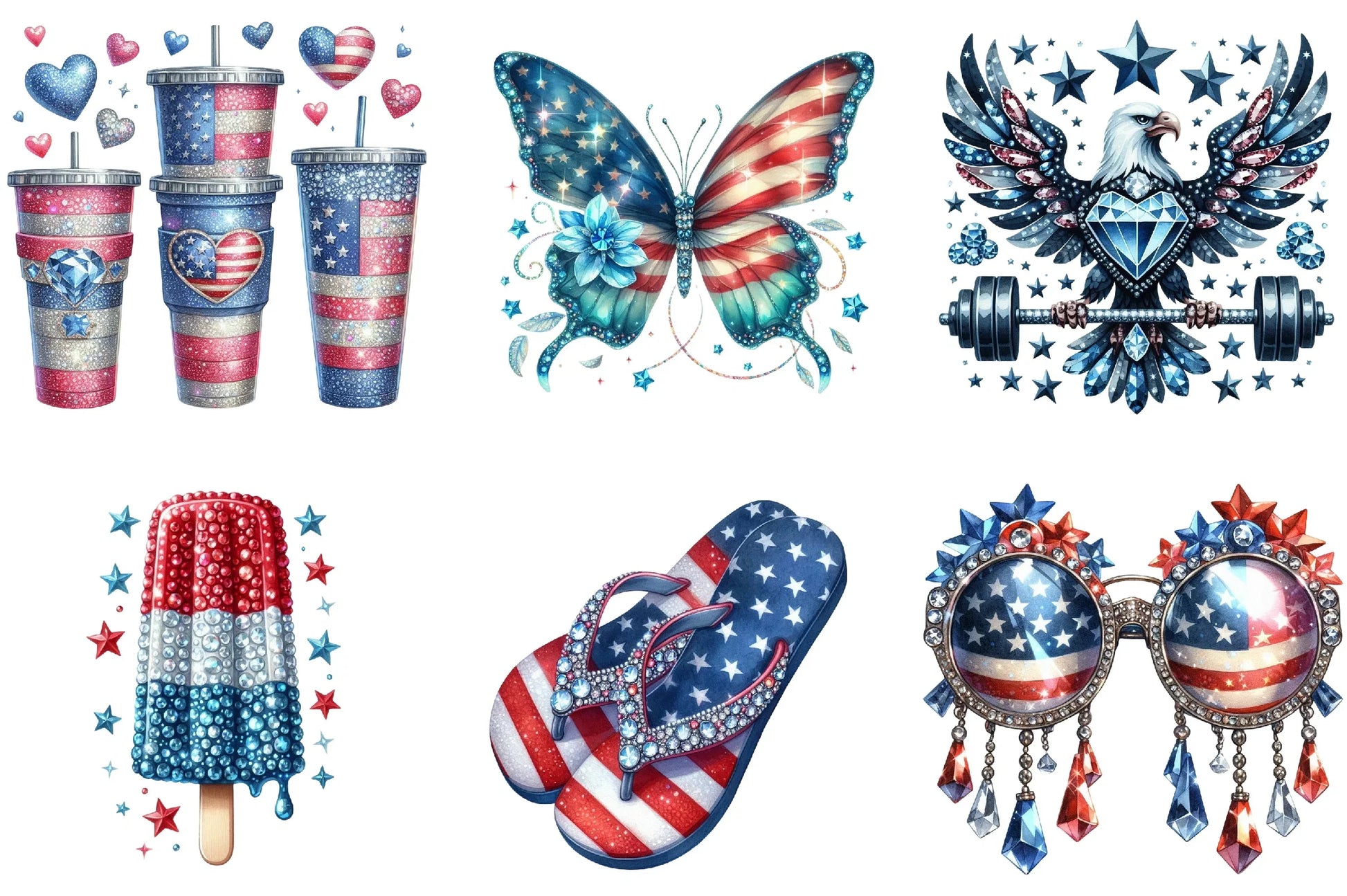 Rhinestone Sparkle American Clipart Bundle - CraftNest - Digital Crafting and Art