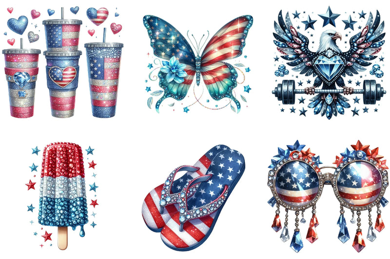 Rhinestone Sparkle American Clipart Bundle - CraftNest - Digital Crafting and Art