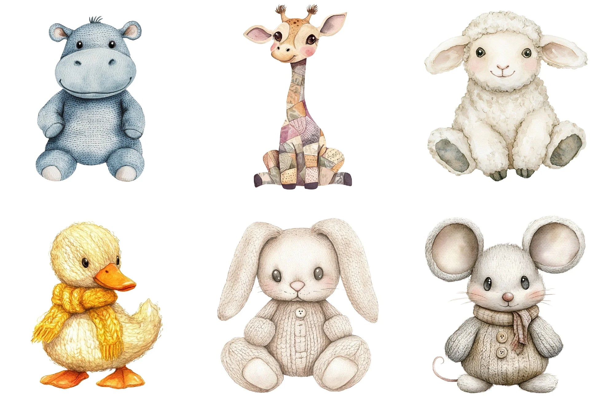 Vintage Knitted Plush Baby Animals Clipart Bundle - CraftNest - Digital Crafting and Art