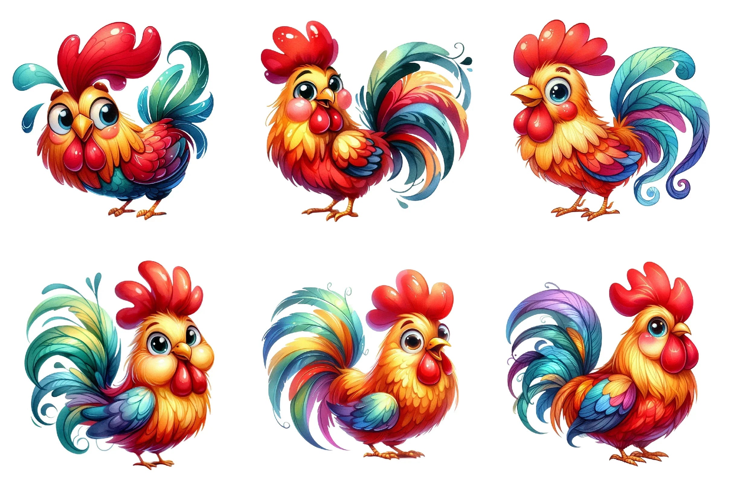 Funny Chicken Rooster Clipart Bundle - CraftNest - Digital Crafting and Art