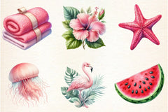 Pink Summer Clipart Bundle - CraftNest - Digital Crafting and Art