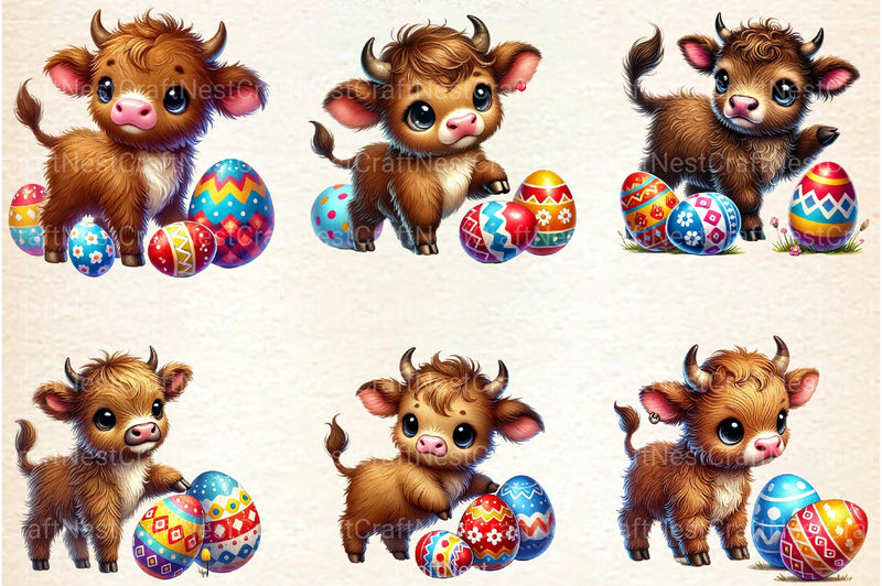 Easter Highland Cow Clipart Bundle 1 - CraftNest - Digital Crafting and Art