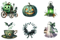 Antique Green Halloween Clipart Bundle 2 - CraftNest - Digital Crafting and Art