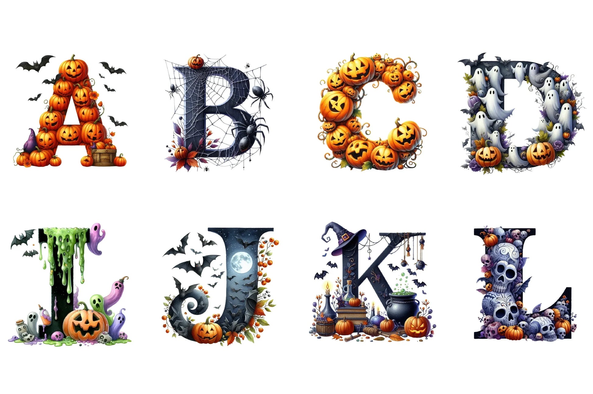 Halloween Alphabet Clipart Bundle - CraftNest - Digital Crafting and Art