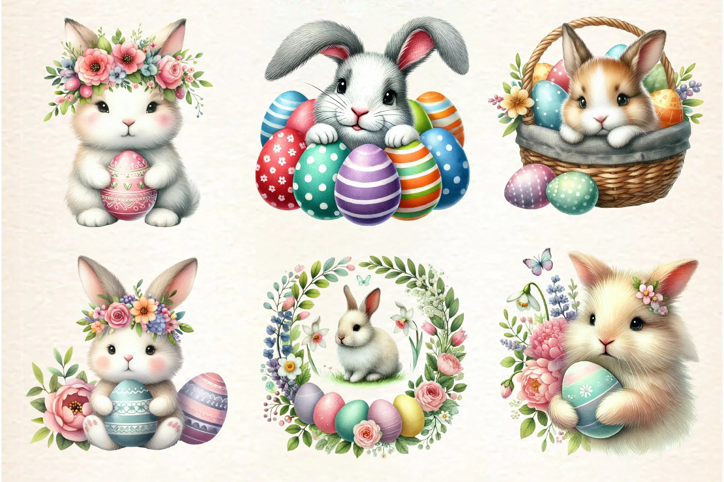 Cute Easter Bunny Clipart Bundle - CraftNest - Digital Crafting and Art