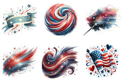 4th of July Brushstroke Clipart Bundle 1 - CraftNest - Digital Crafting and Art