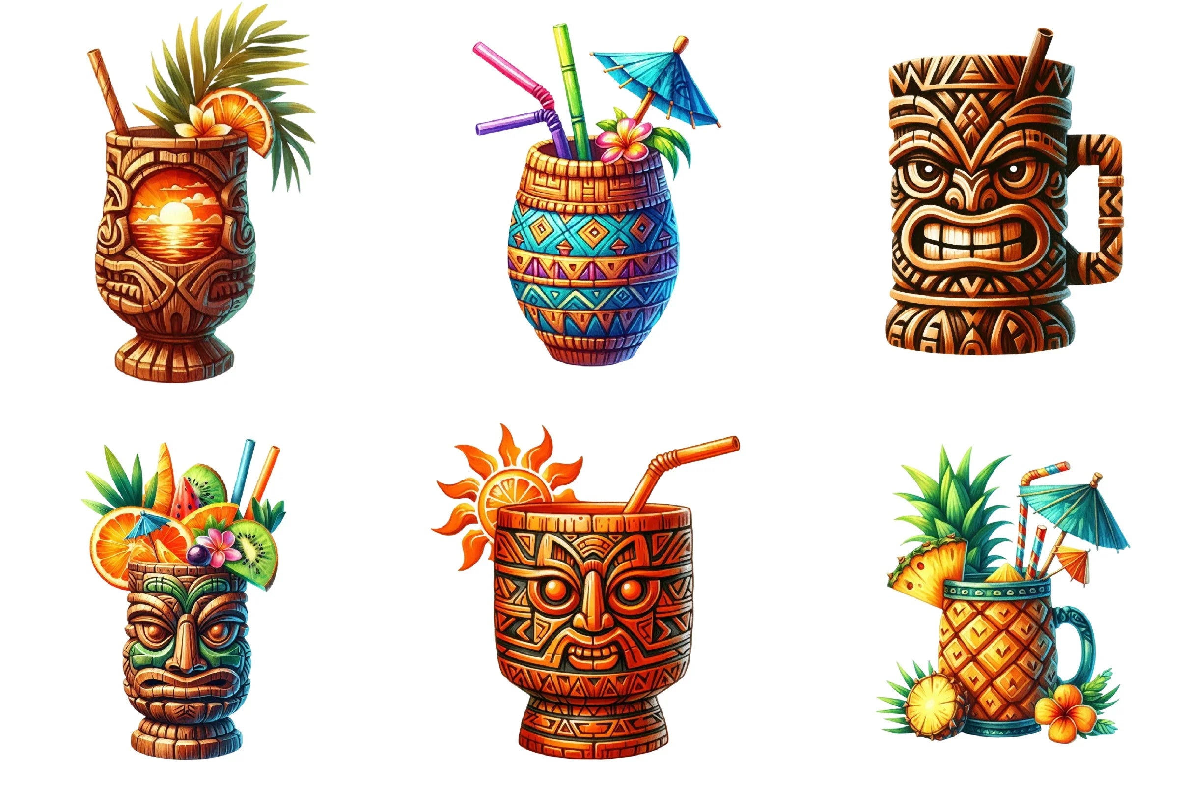 Tiki Cups Clipart Bundle - CraftNest - Digital Crafting and Art