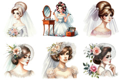 Wedding Retro Girl Clipart Bundle - CraftNest - Digital Crafting and Art