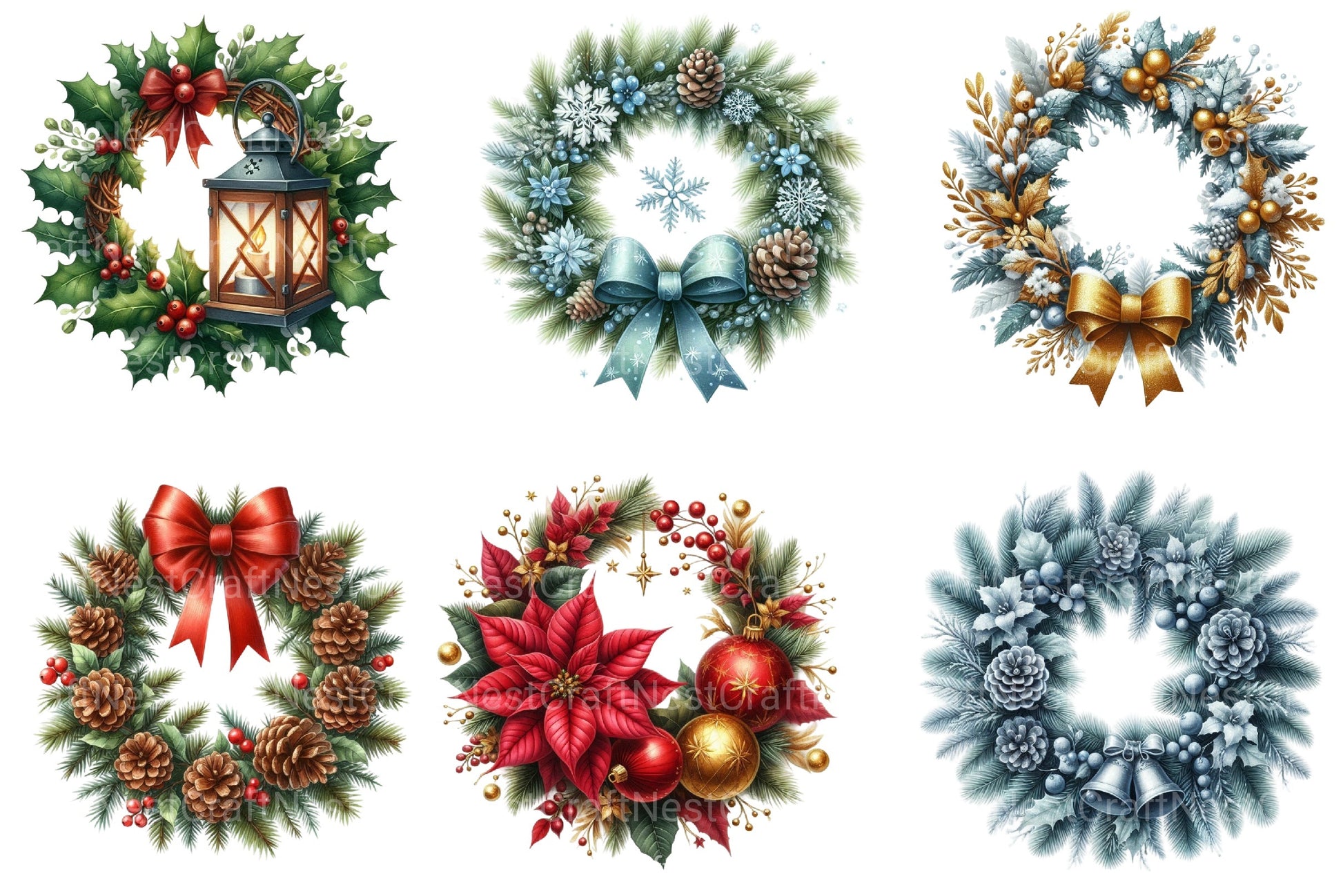 Christmas Wreath Clipart Bundle 55 - CraftNest - Digital Crafting and Art