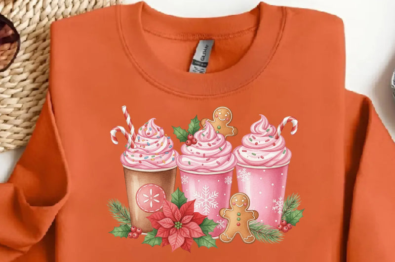 Pink Gingerbread Coffee Christmas Clipart Bundle - CraftNest - Digital Crafting and Art