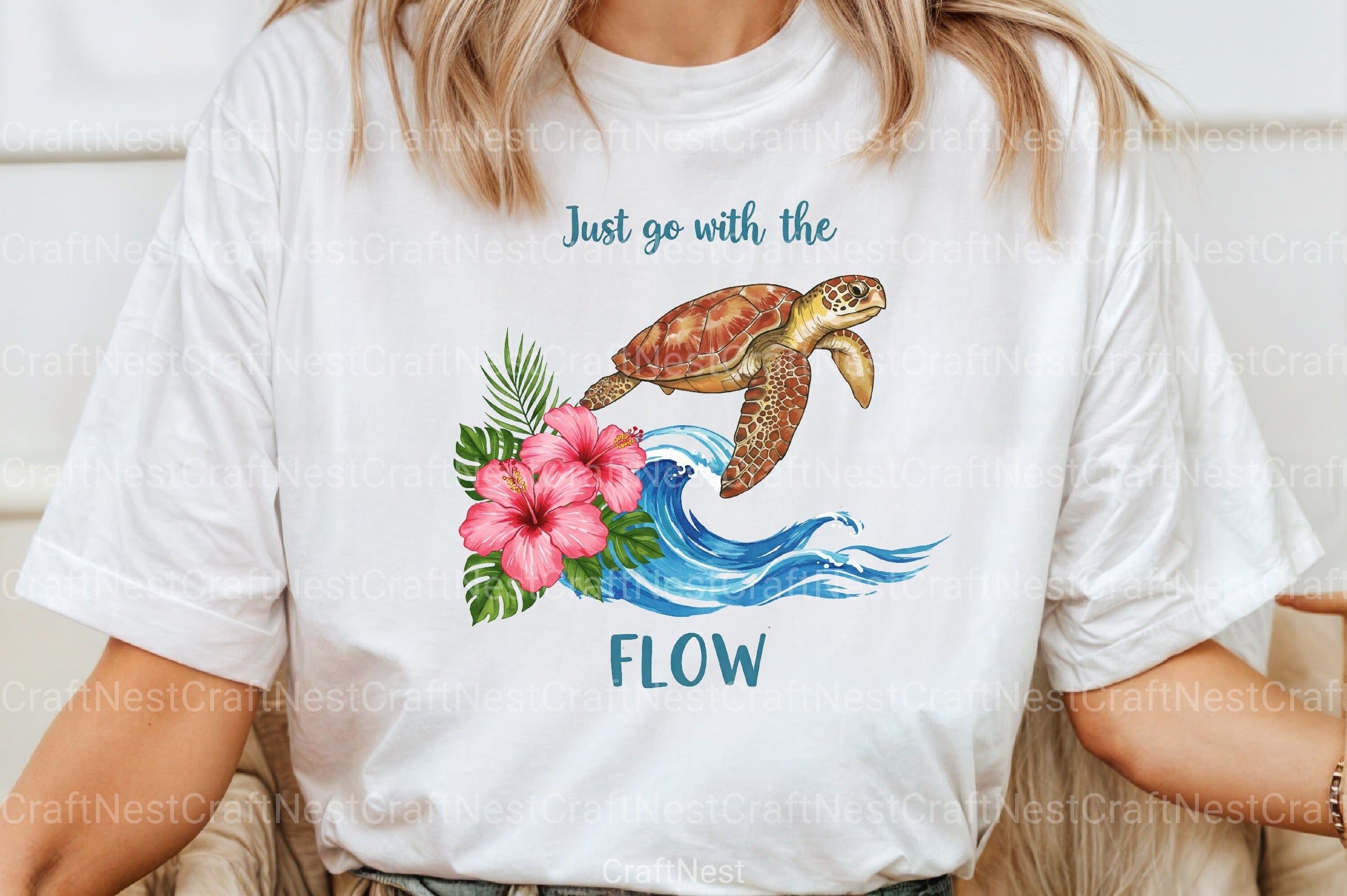 Summer Sea Turtle Waves & Flowers Clipart Bundle - CraftNest - Digital Crafting and Art