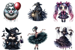 Gothic Halloween Characters Clipart Bundle - CraftNest - Digital Crafting and Art