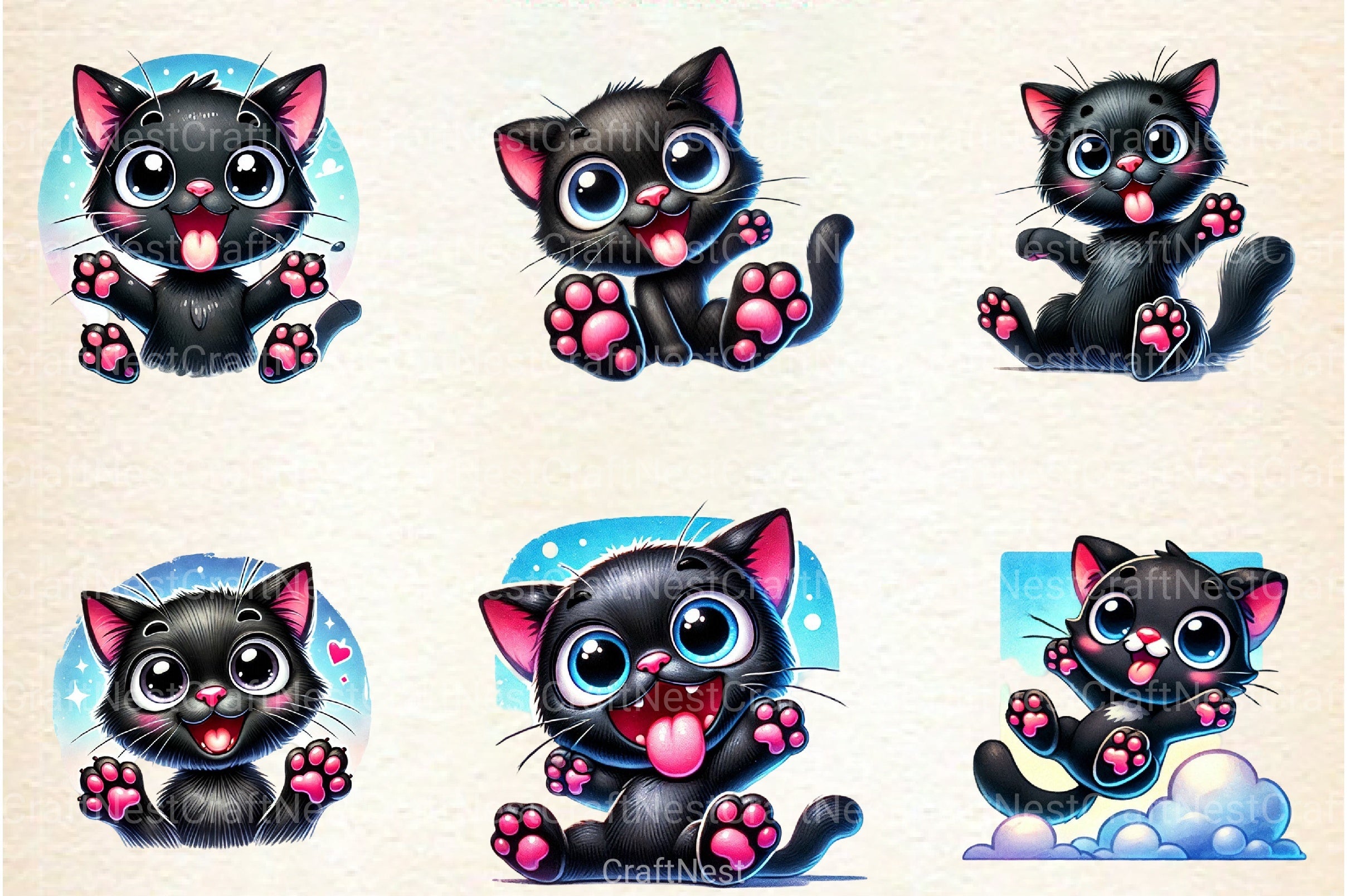 Valentine's Day Funny Black Cat Clipart Bundle - CraftNest - Digital Crafting and Art