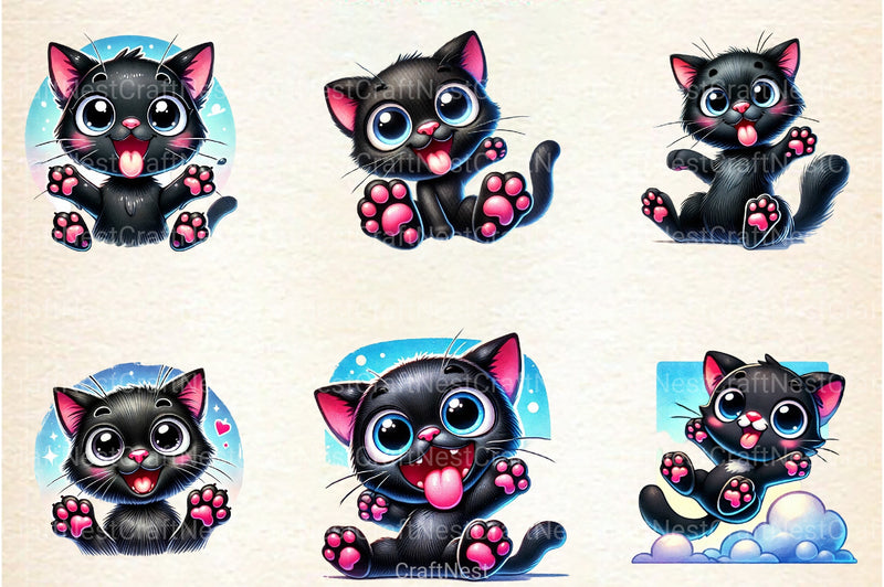 Valentine's Day Funny Black Cat Clipart Bundle - CraftNest - Digital Crafting and Art