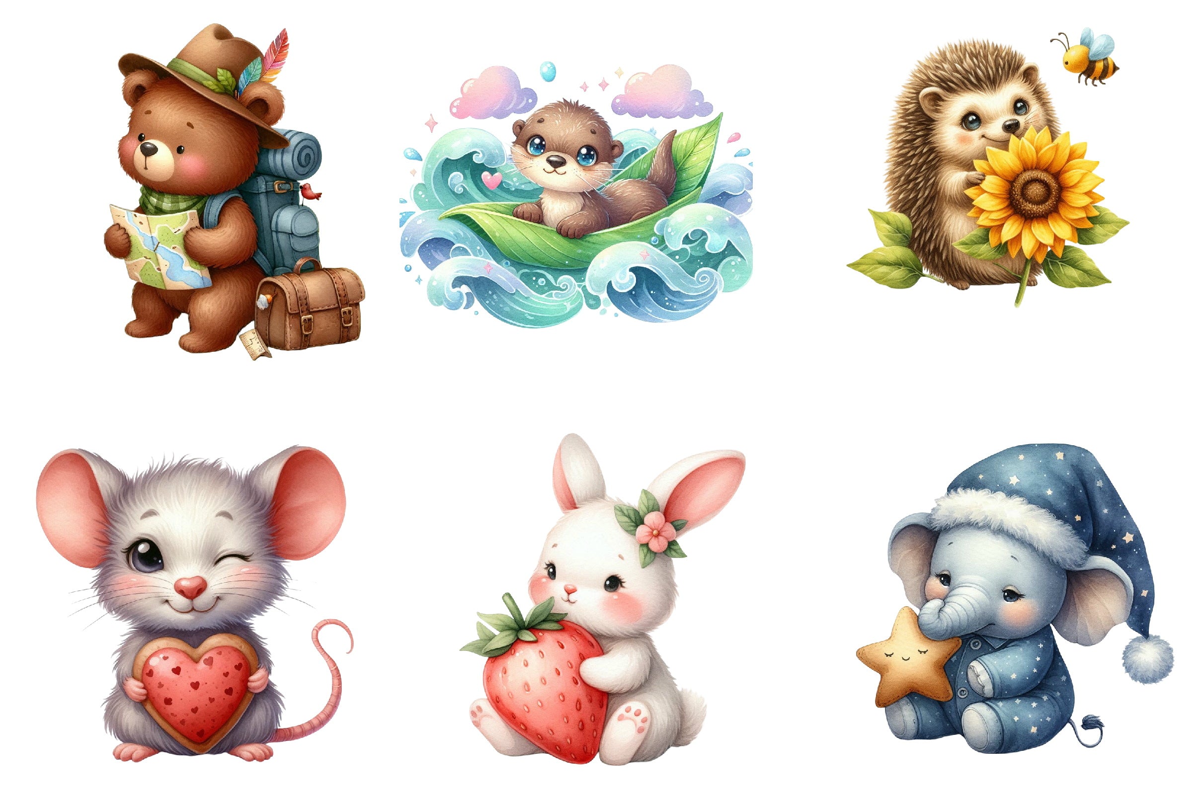 Cute Animal Sticker Clipart Bundle