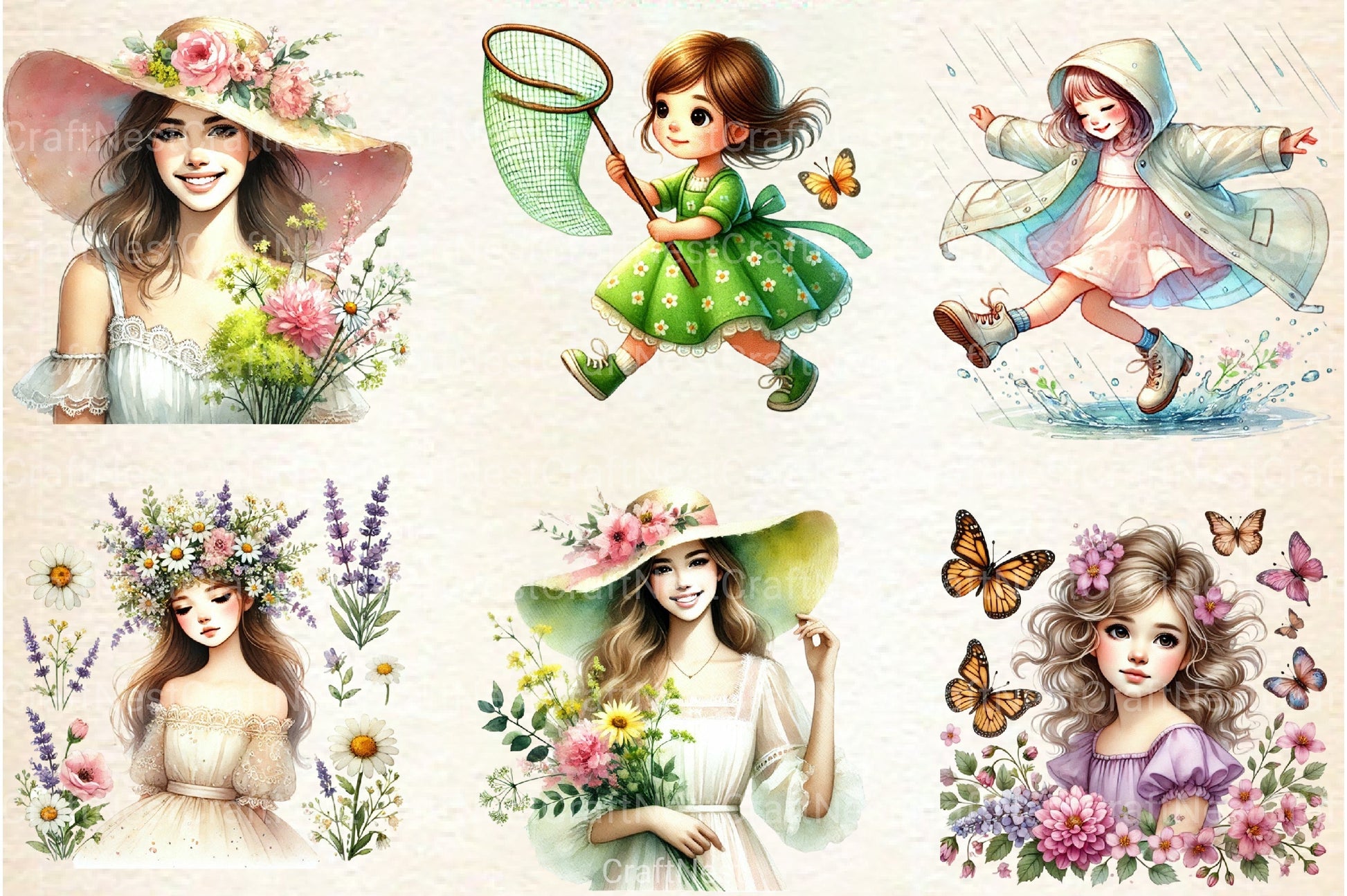 Spring Girl Gnome Clipart Bundle - CraftNest - Digital Crafting and Art