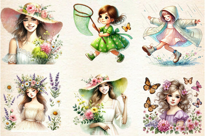 Spring Girl Gnome Clipart Bundle - CraftNest - Digital Crafting and Art