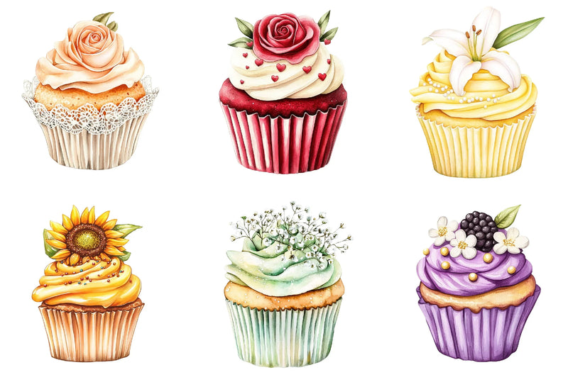 Floral Cupcake Clipart Bundle - CraftNest - Digital Crafting and Art