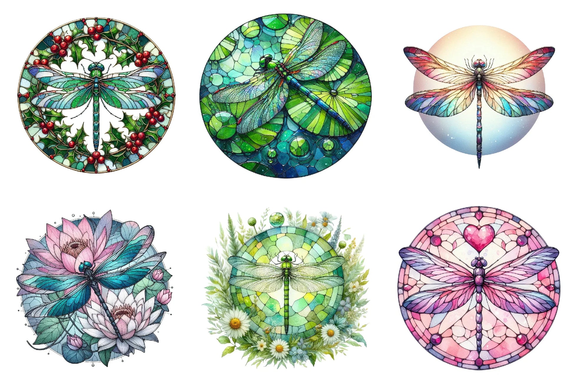 Dragonfly Stained Glass Clipart Bundle - CraftNest - Digital Crafting and Art