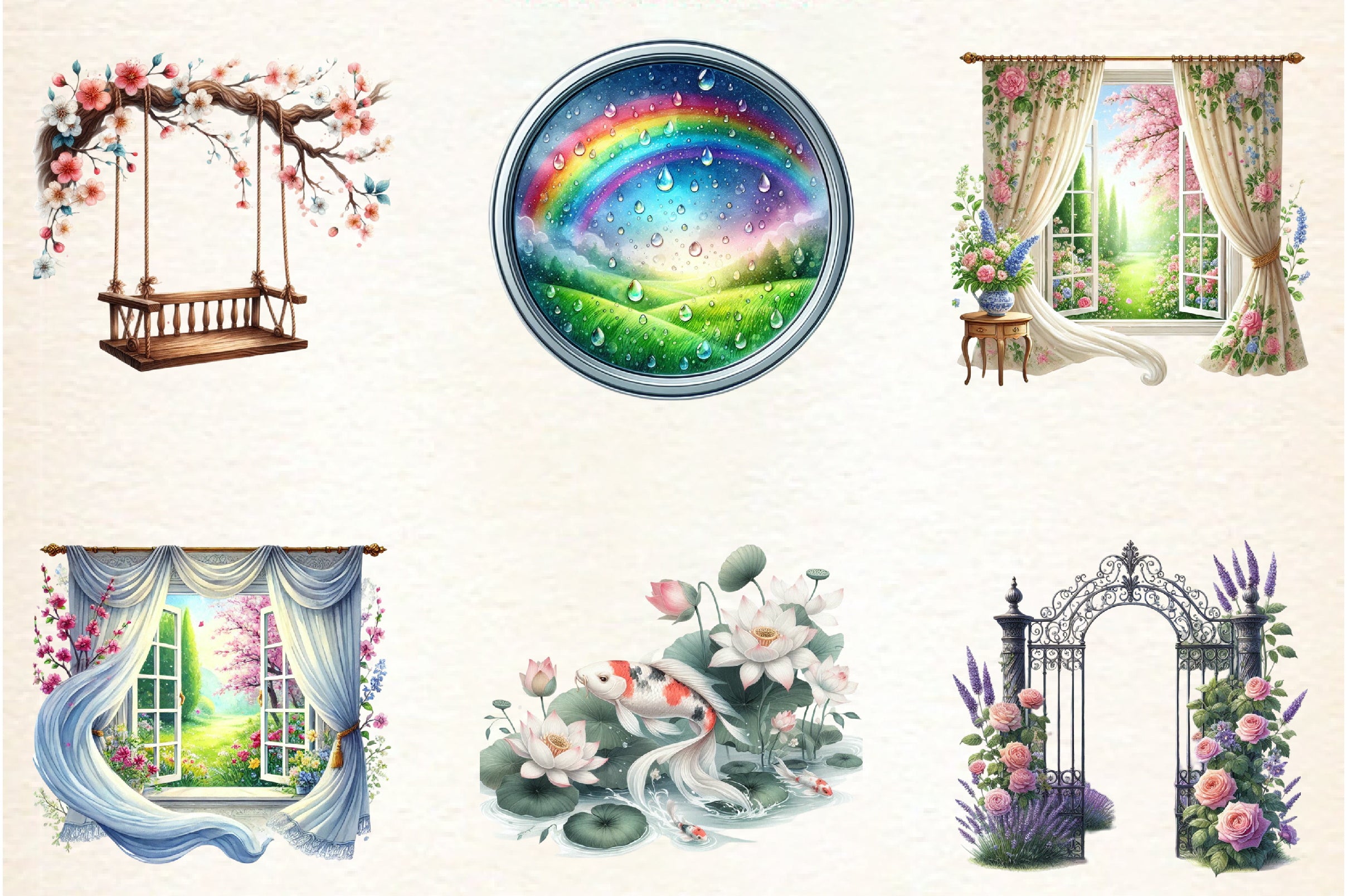 Stained Glass Spring Clipart Bundle