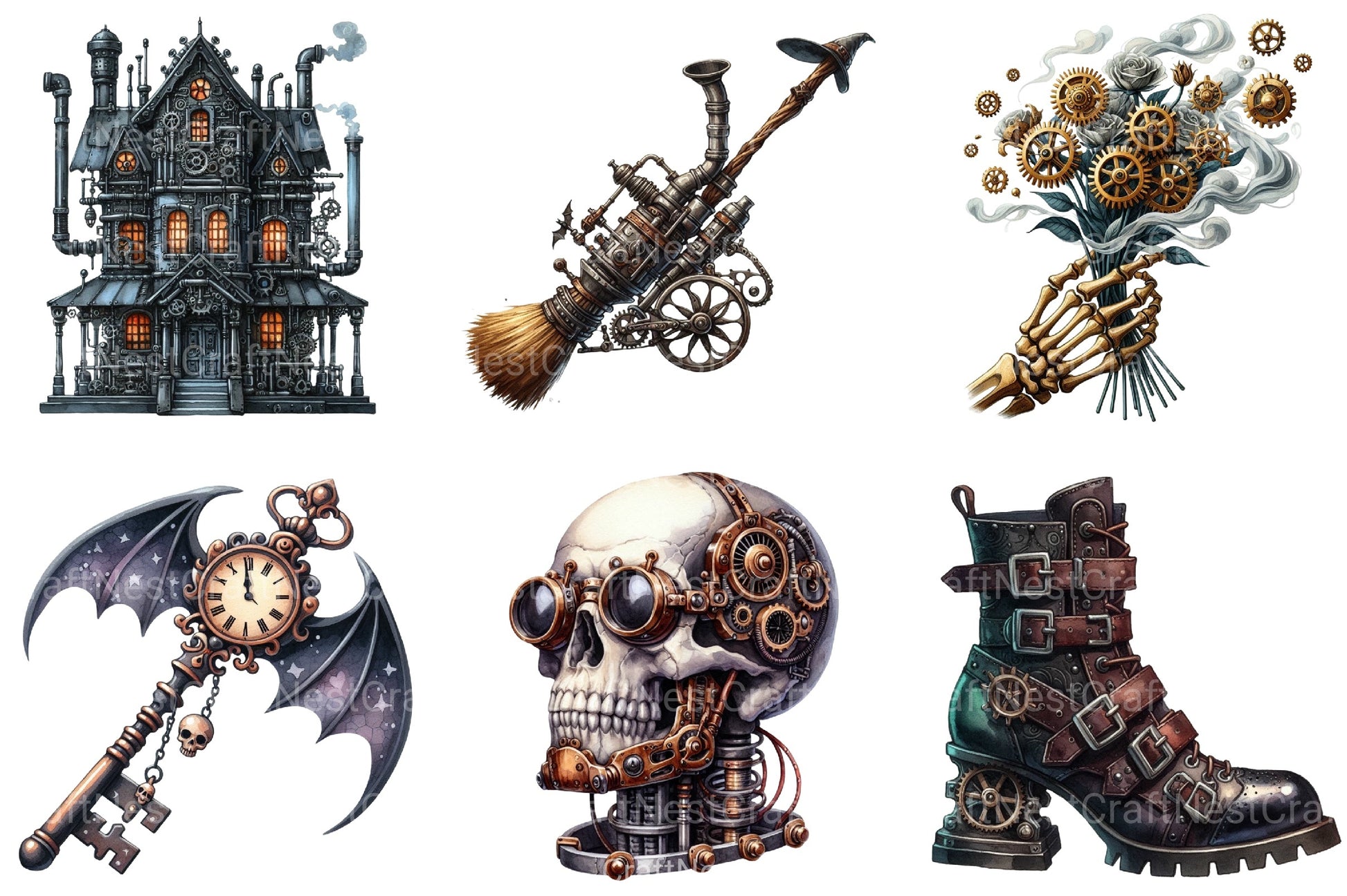 Steampunk Halloween Clipart Bundle - CraftNest - Digital Crafting and Art