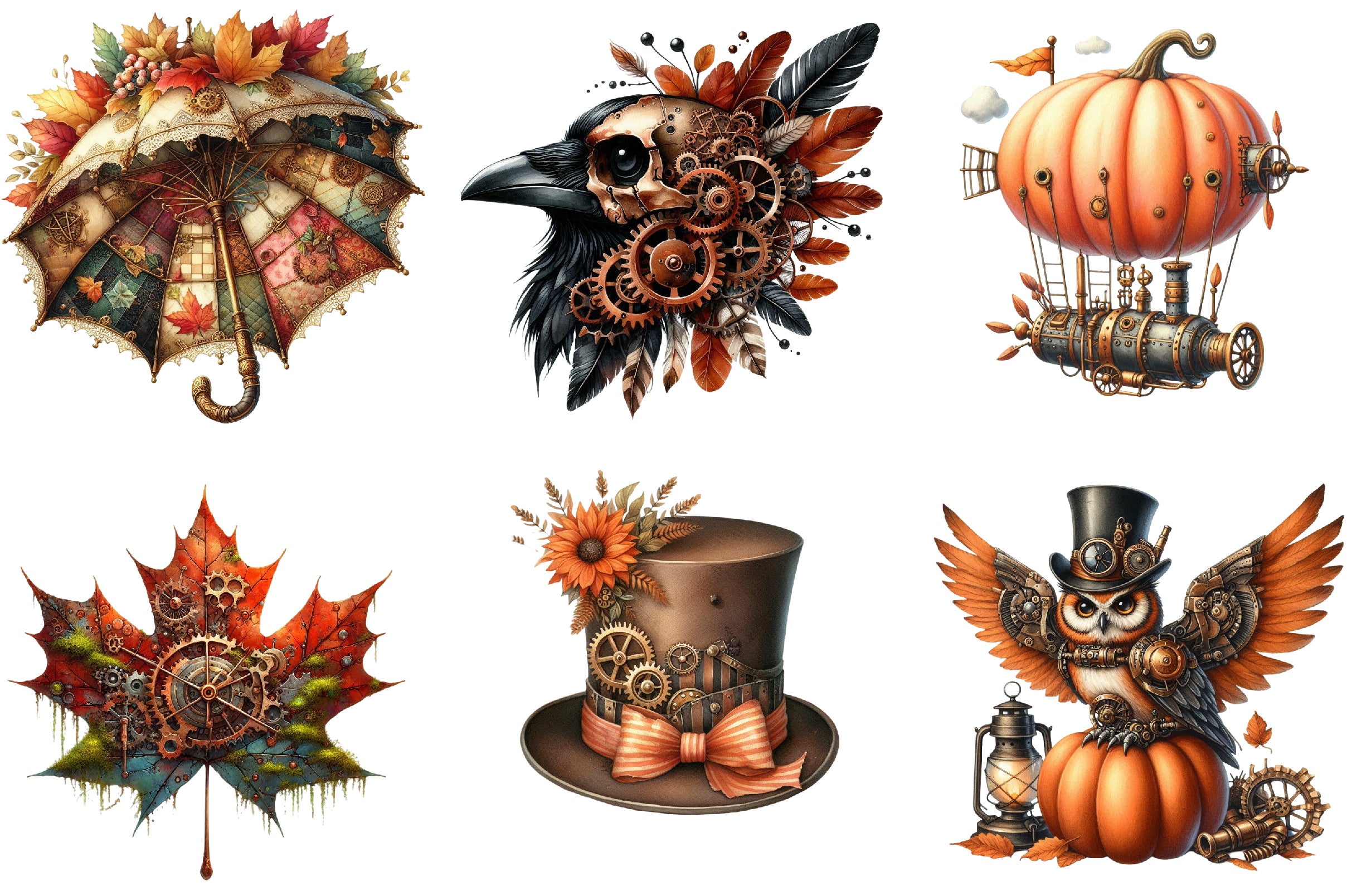 Steampunk Autumn Clipart Bundle