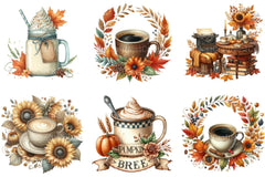 Vintage Autumn Coffee Clipart - CraftNest - Digital Crafting and Art
