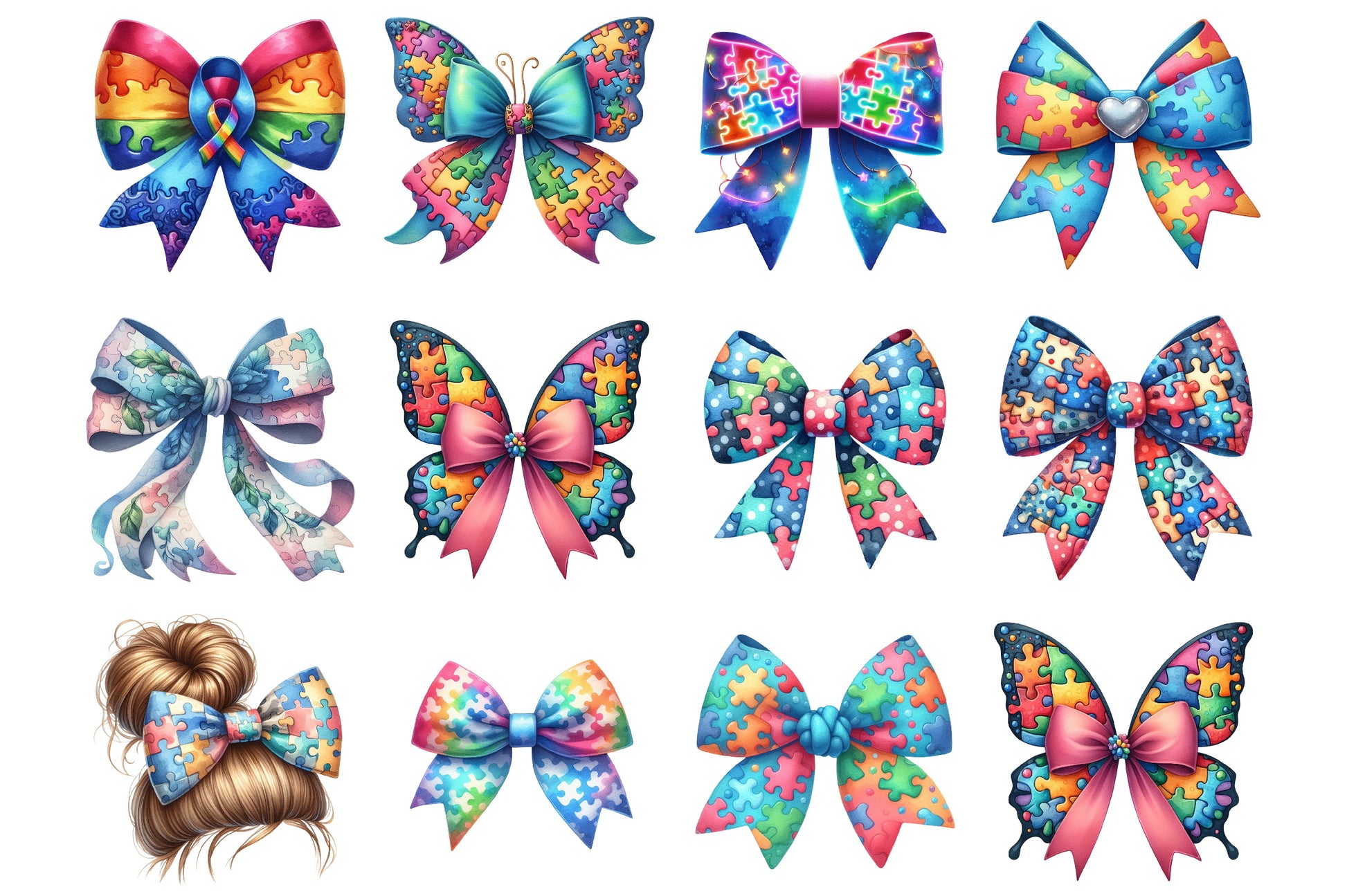 Autism Awareness Bow Clipart Bundle - CraftNest - Digital Crafting and Art