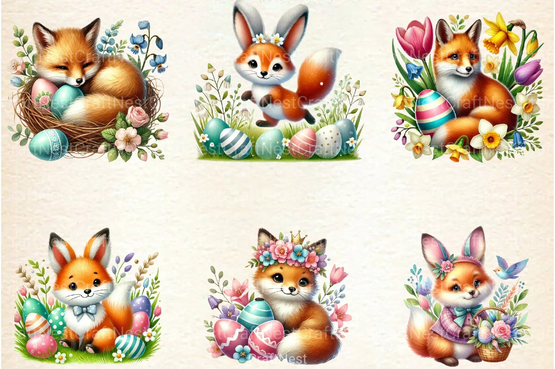 Easter Fox Clipart Bundle 55 - CraftNest - Digital Crafting and Art