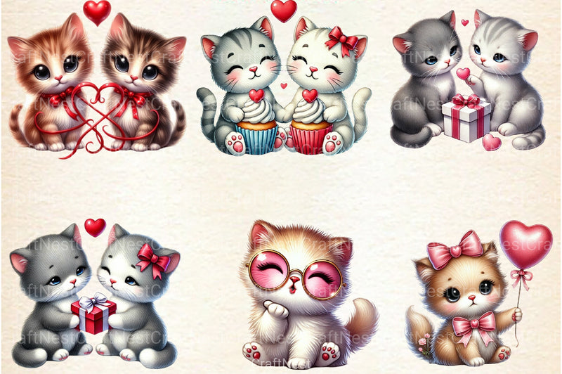 Valentine Cat Love Clipart Bundle - CraftNest - Digital Crafting and Art