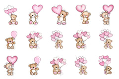 Valentine's Day Teddy Bear Balloons Clipart Bundle - CraftNest - Digital Crafting and Art