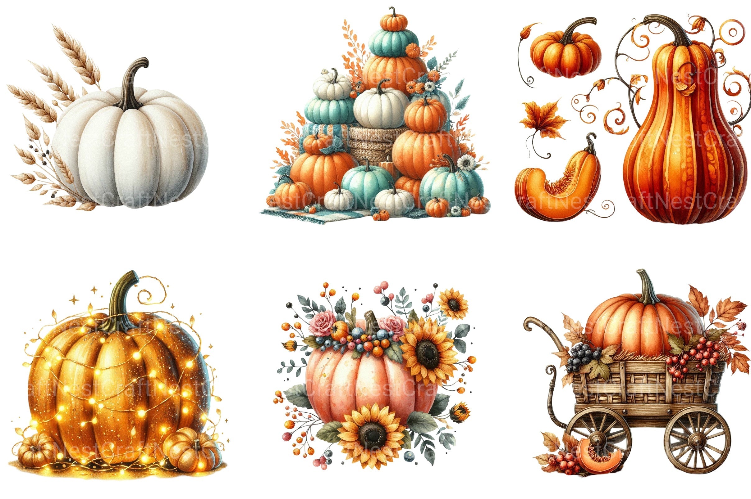 Autumn Pumpkin Clipart Bundle 77 - CraftNest - Digital Crafting and Art