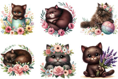 Cute Dark Brown Cat Clipart Bundle - CraftNest - Digital Crafting and Art
