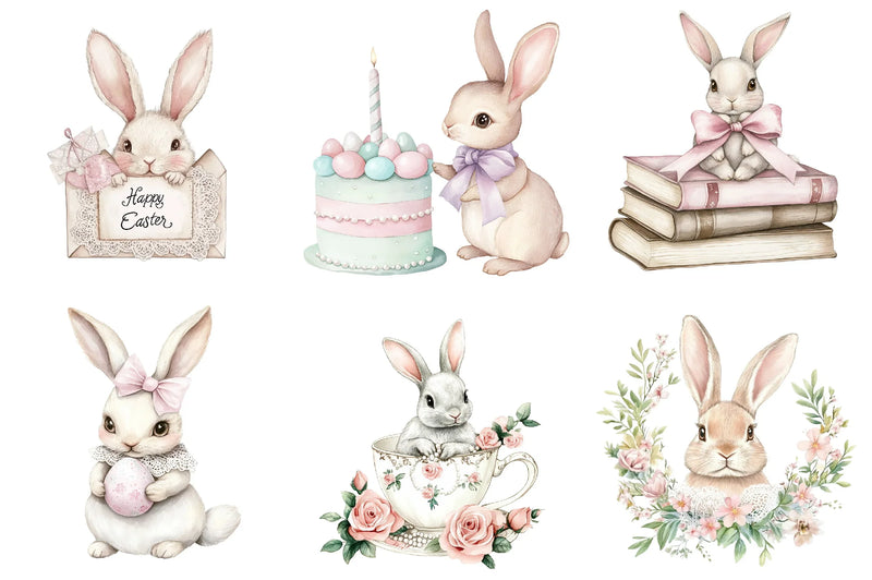 Easter Bunny Coquette Clipart Bundle - CraftNest - Digital Crafting and Art