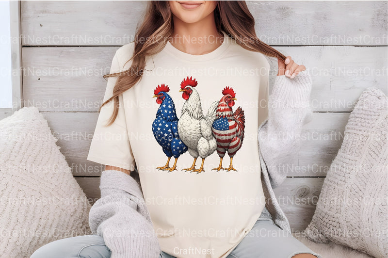 Patriotic USA Chicken 4th of July Clipart Bundle - CraftNest - Digital Crafting and Art