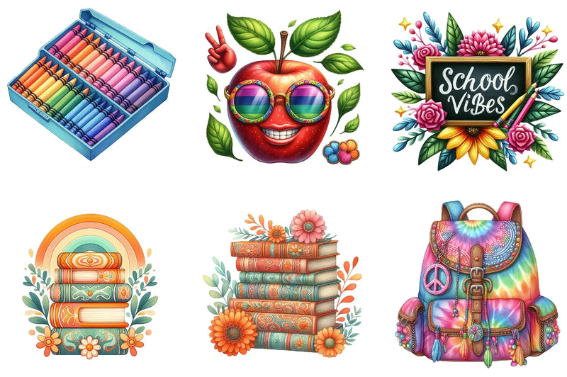 Groovy School Clipart Bundle - CraftNest - Digital Crafting and Art