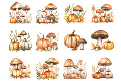Mushrooms & Pumpkins Autumn Clipart Bundle - CraftNest - Digital Crafting and Art