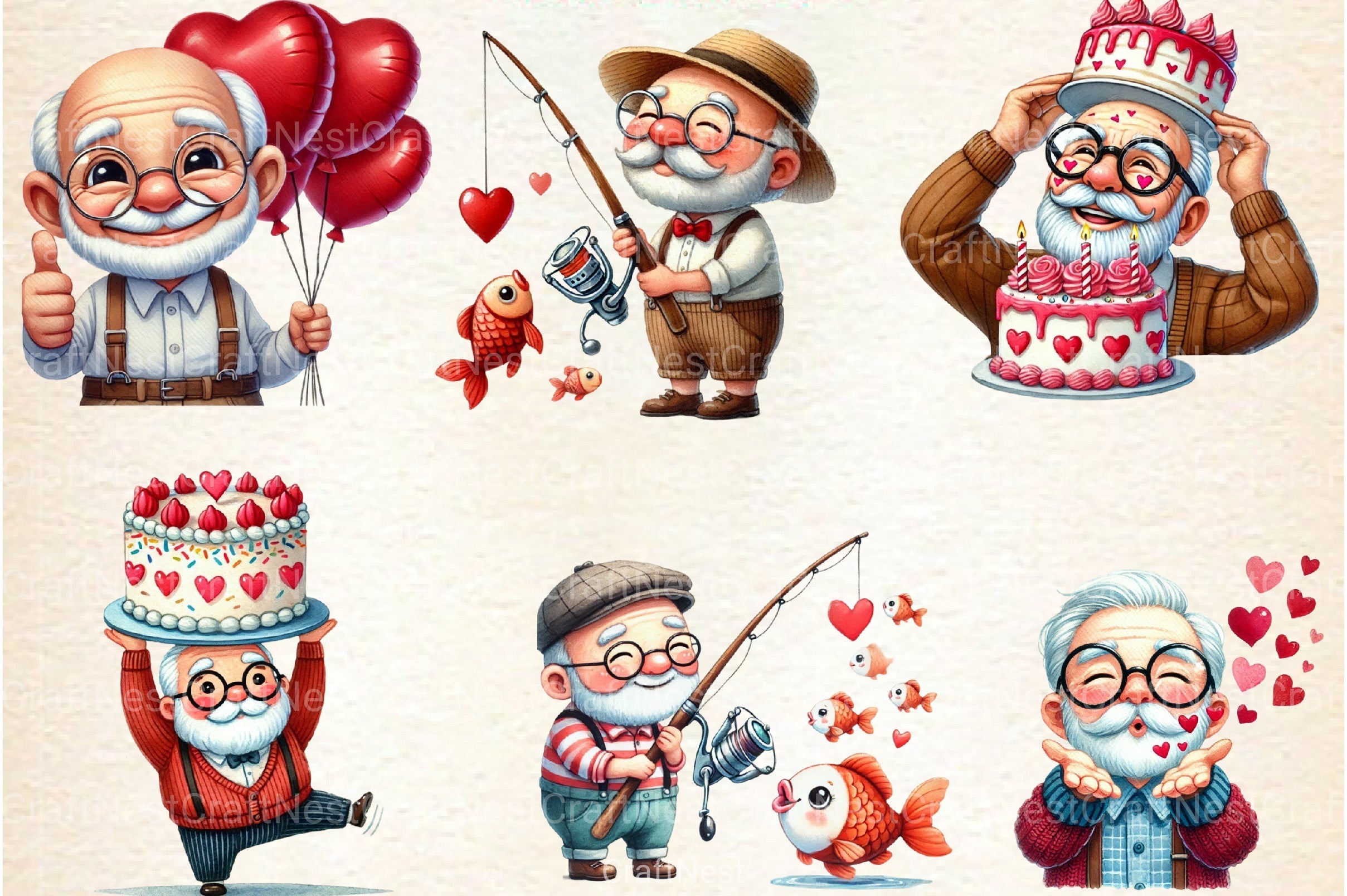 Funny Valentine's Grandpa Clipart Bundle 1 - CraftNest - Digital Crafting and Art