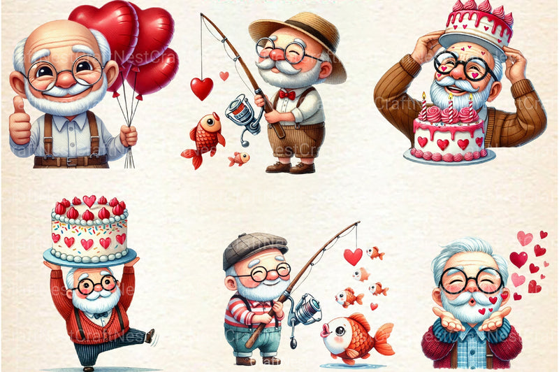 Funny Valentine's Grandpa Clipart Bundle 1 - CraftNest - Digital Crafting and Art