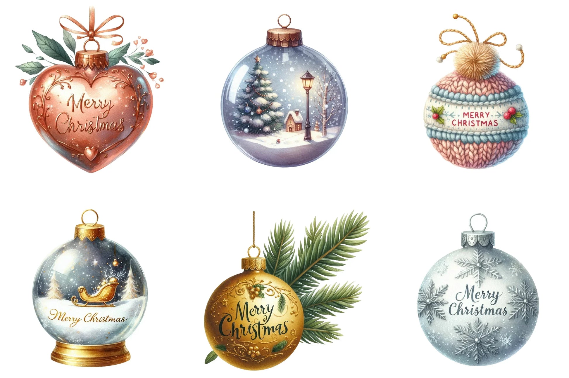 Merry Christmas Baubles Clipart Bundle - CraftNest - Digital Crafting and Art