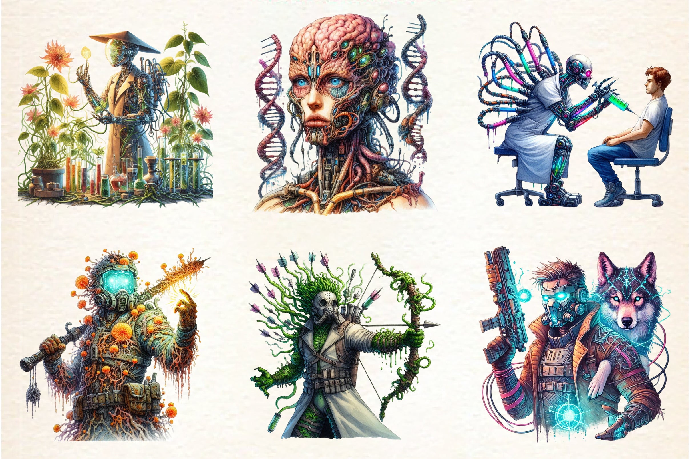 Biopunk Character Clipart Bundle