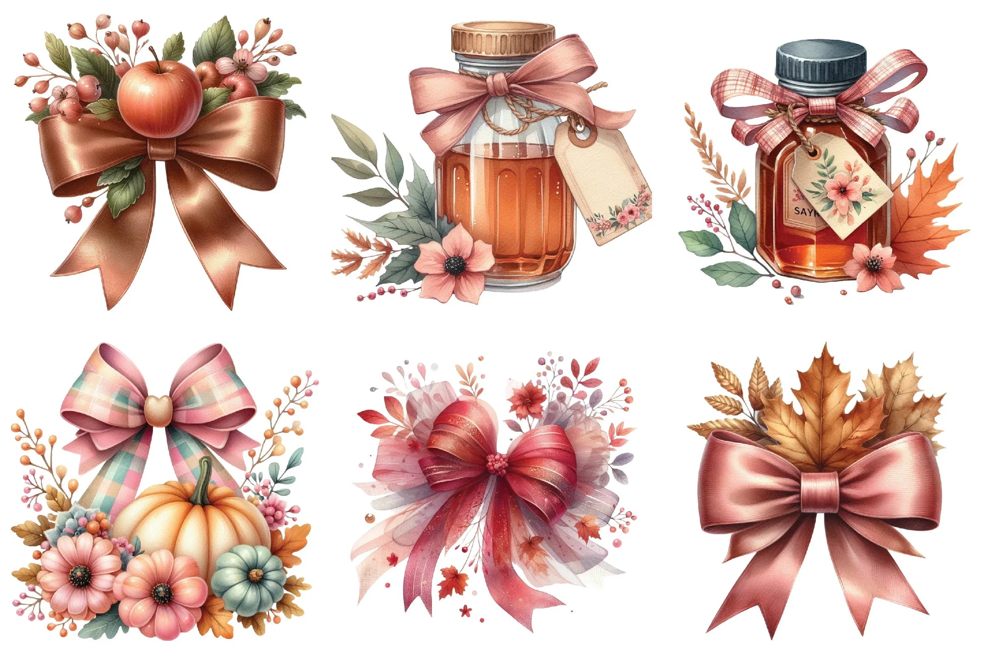 Autumn Coquette Bows Clipart Bundle - CraftNest - Digital Crafting and Art