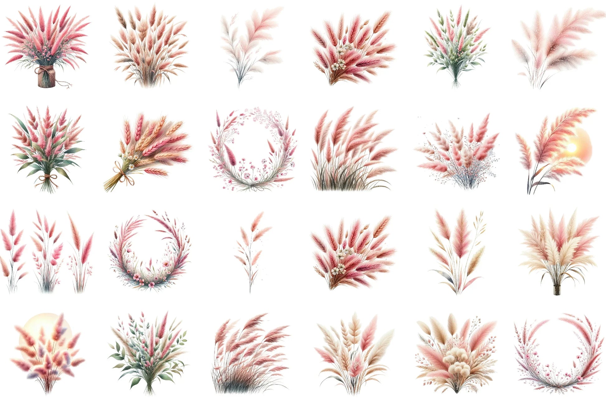 Pink Summer Grass Clipart Bundle - CraftNest - Digital Crafting and Art