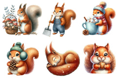 Cute Squirrel Clipart Bundle - CraftNest - Digital Crafting and Art