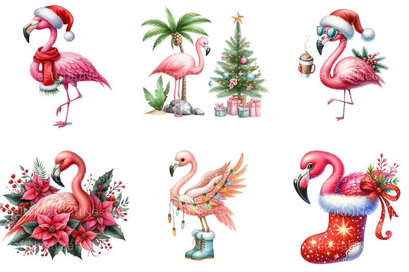 Christmas Flamingo Clipart Bundle 4 - CraftNest - Digital Crafting and Art