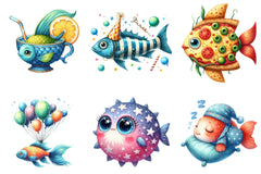 Quirky Whimsical Fishes Clipart Bundle - CraftNest - Digital Crafting and Art